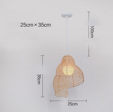 NEW Snail Rattan Pendant Light, Creative Art Southeast Asia Vintage Pendant Lamp Reading Room Wicker Light