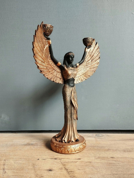 Egyptian Isis Goddess Statue Resin Candlestick
